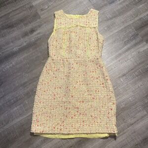 J Crew Collection size 4 Neon Pink Yellow Tweed Dress #70936 $320